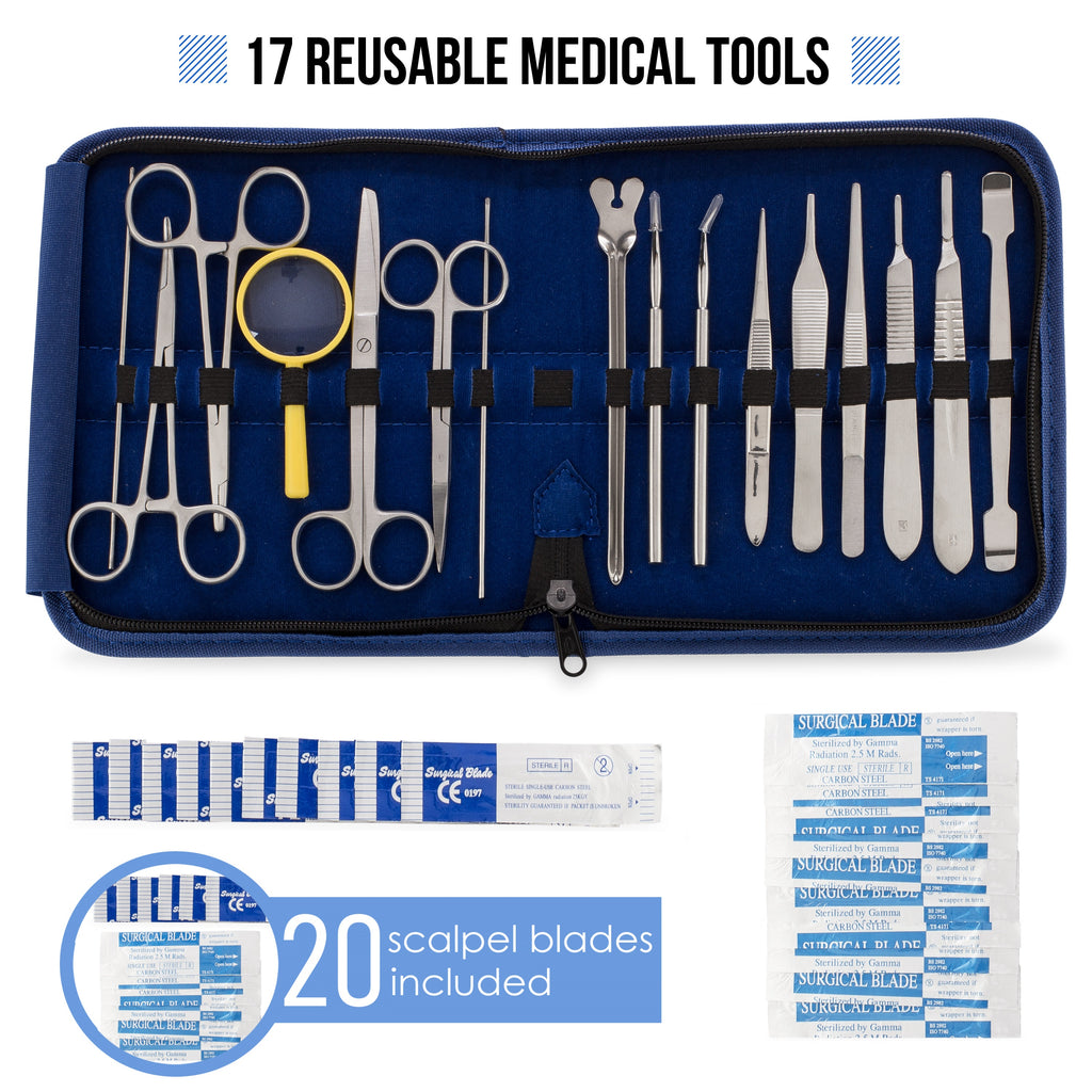 Advanced Dissection Kit - 37 Pieces Total. High Grade Stainless Steel Instruments Perfect for Anatomy, Biology, Botany, Veterinary and Medical Students - by Poly Medical.